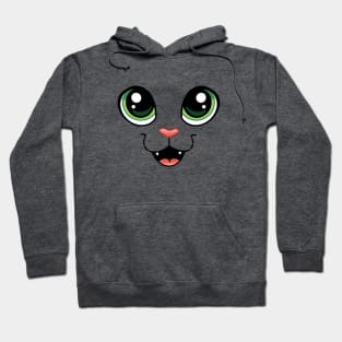 Happy Cat Face - Open Mouth Solid Background Hoodie